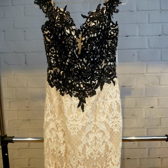 Mon Cheri 'Ellie Wilde' Two-Tone Lace Gown - Picture 5 of 7